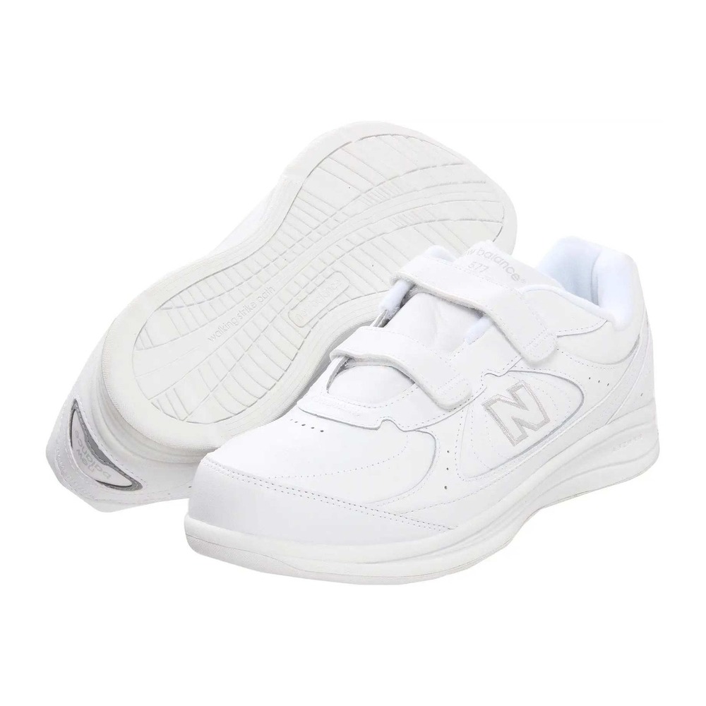 New Balance 577 Mens 10.5 2E Wide Walking Shoes White Leather MW577VW USA